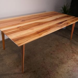 Harwala Dining Table, 80"W, Mid-Century Dining Table, Modern Solid Wood Dining Table (Shown in Madrone)