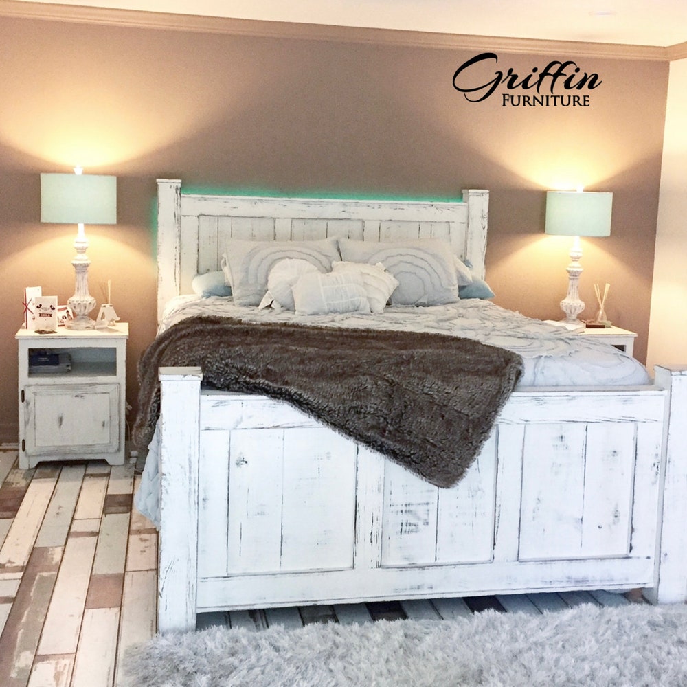 Griffin wood bed frame king size, queen size, California king farmhouse rustic - Image 3