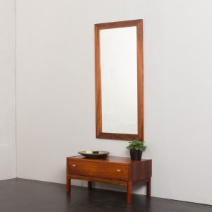 Scandinavian mid century rosewood console with a mirror, Denmark 1960s