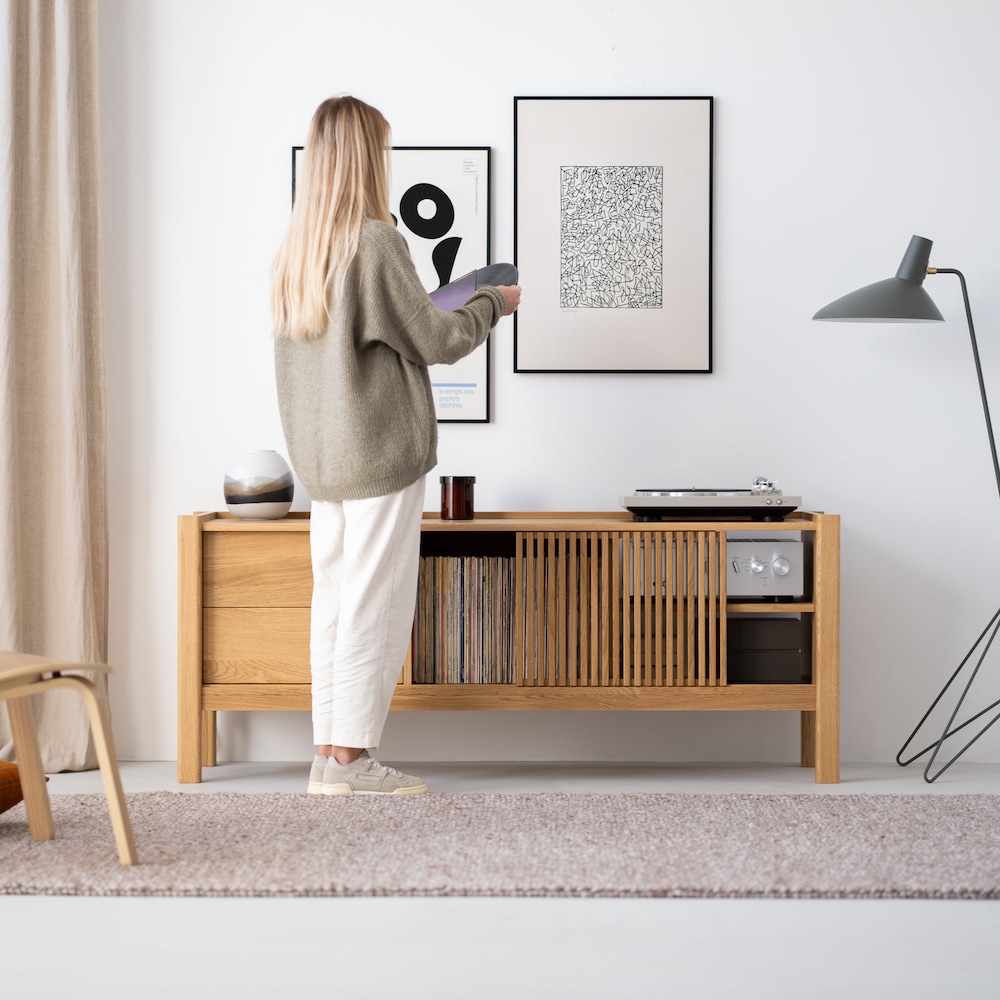 JAMM LOW 160 - record player stand with storage made of solid oak wood - Image 2