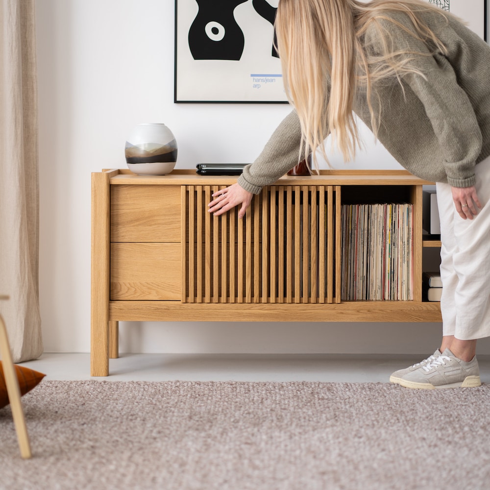 JAMM LOW 160 - record player stand with storage made of solid oak wood - Image 3