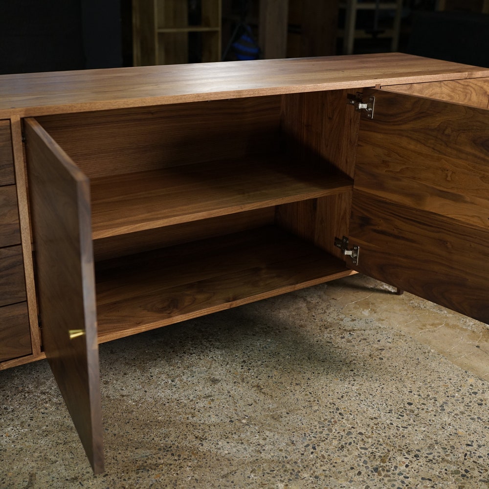 Danish Modern Console, 8 Drawer, Modern Solid Hardwood Sideboard, Modern Credenza (Shown in Walnut) - Image 4