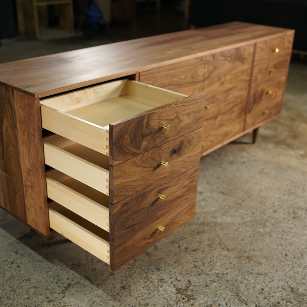 Danish Modern Console, 8 Drawer, Modern Solid Hardwood Sideboard, Modern Credenza (Shown in Walnut) - Image 5