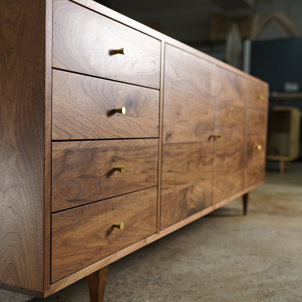 Danish Modern Console, 8 Drawer, Modern Solid Hardwood Sideboard, Modern Credenza (Shown in Walnut) - Image 3