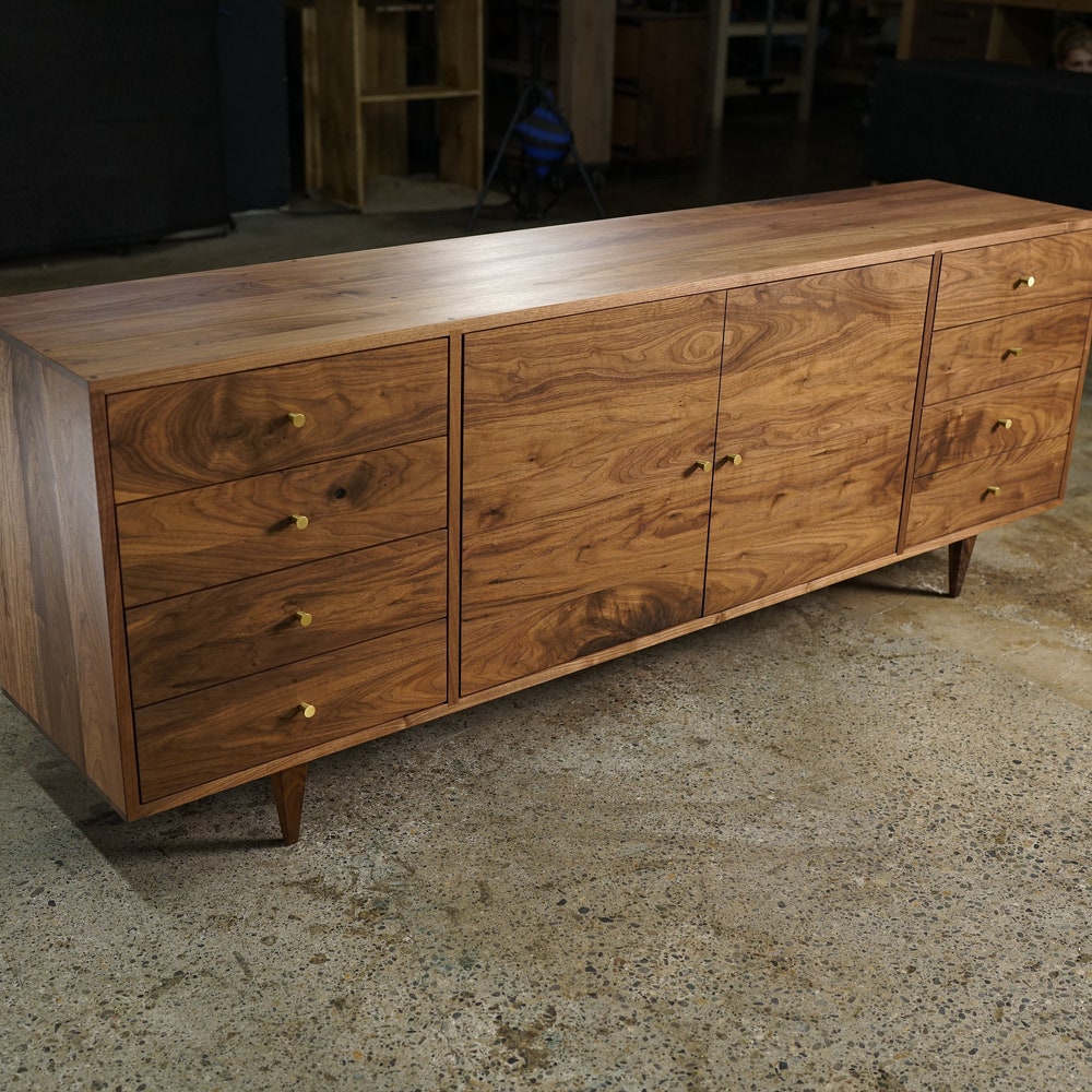 Danish Modern Console, 8 Drawer, Modern Solid Hardwood Sideboard, Modern Credenza (Shown in Walnut) - Image 2
