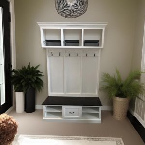 Birmingham Entryway Bench | Shoe Storage Bench with Drawers | Custom Mudroom Hall Tree | Hallway Organizer Furniture