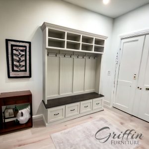 Branson Entryway Bench with Coat Rack | 4-Section Mudroom Storage Organizer | Custom Shoe Storage & Entryway Furniture
