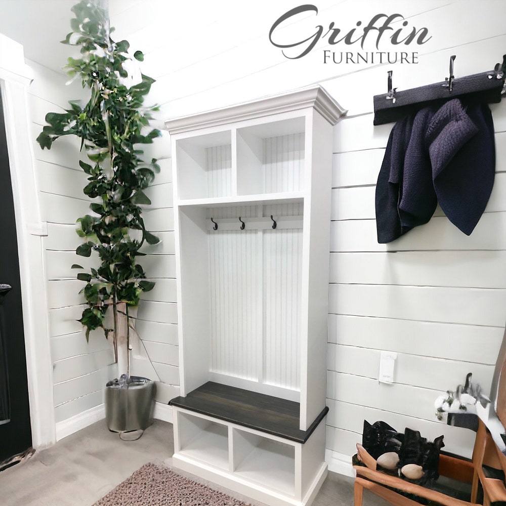 Pennsylvania Mudroom Bench with Shoe Storage | 2-Section Entryway Organizer | Custom Handmade Furniture - Image 4