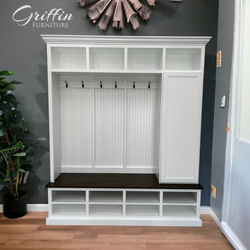 Fort Myers Entryway Shoe Cabinet | 4 Section Hall Tree with Storage | Mudroom Bench | Custom Shoe Organizer Furniture - Image 2