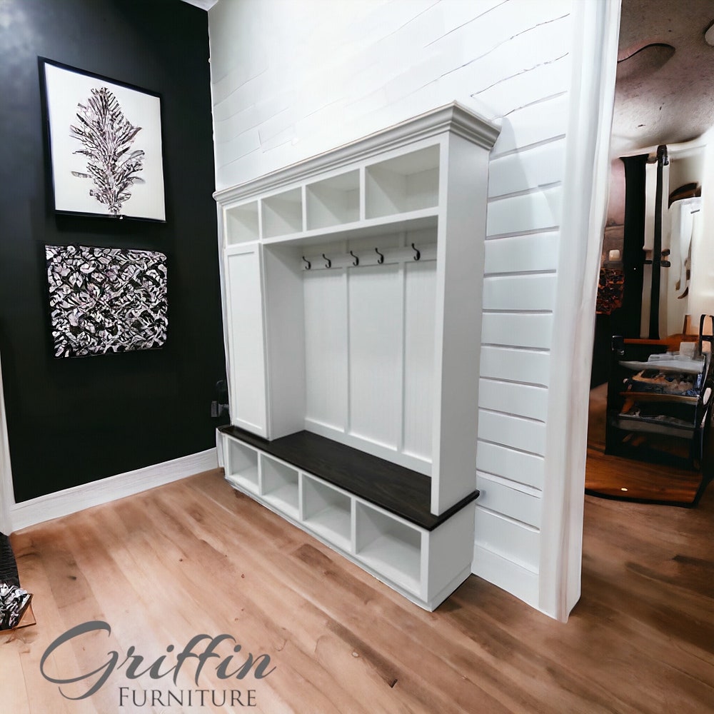 Dallas Standing Coat Rack | Hall Tree | Shoe Storage Bench | Mudroom Furniture | Shoe Cabinet - Image 7