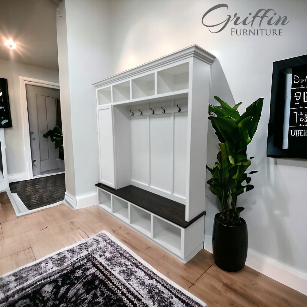 Dallas Standing Coat Rack | Hall Tree | Shoe Storage Bench | Mudroom Furniture | Shoe Cabinet