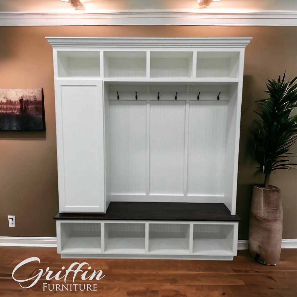 Dallas Standing Coat Rack | Hall Tree | Shoe Storage Bench | Mudroom Furniture | Shoe Cabinet - Image 6