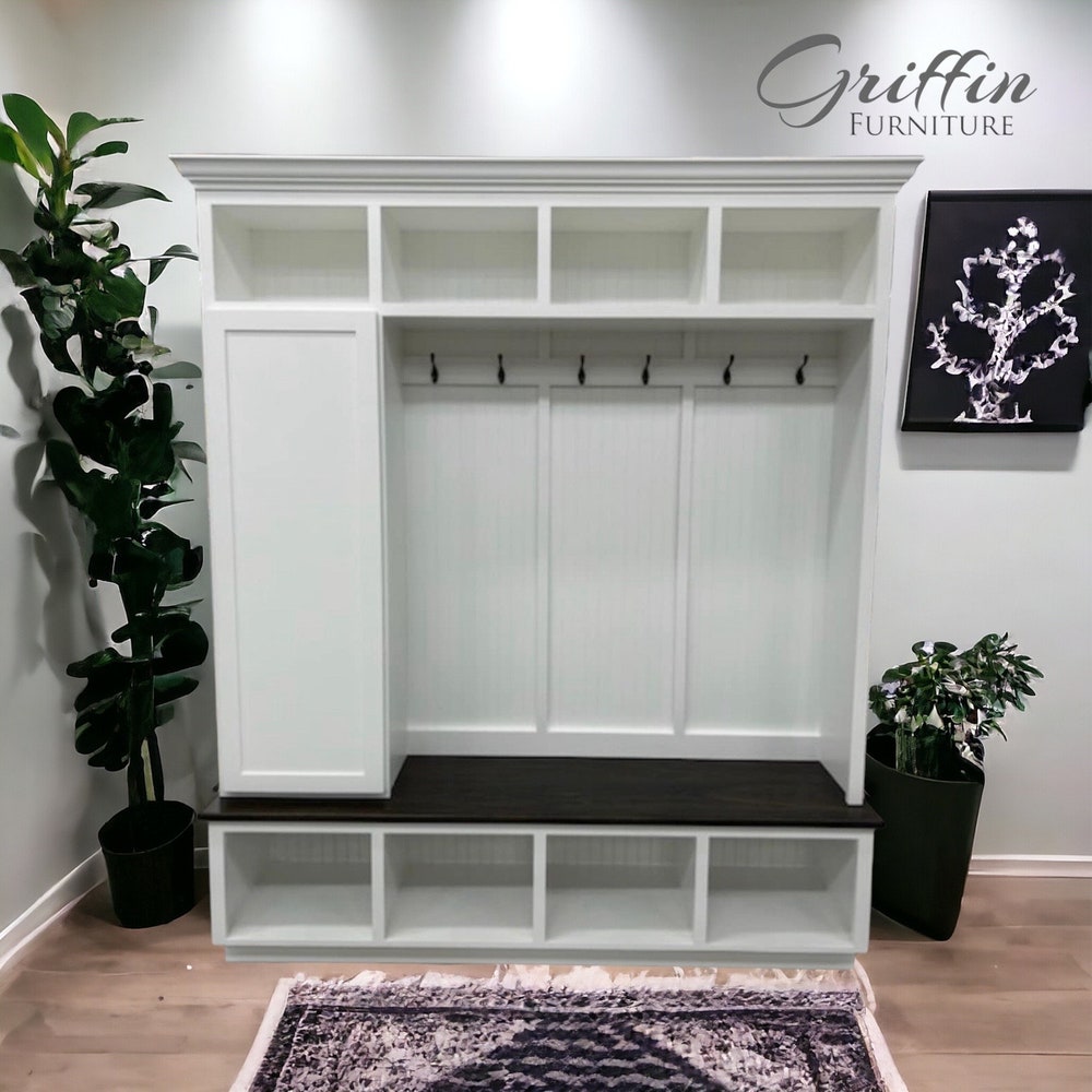 Dallas Standing Coat Rack | Hall Tree | Shoe Storage Bench | Mudroom Furniture | Shoe Cabinet - Image 3