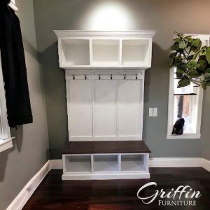 Long Island Hall Tree | 3-Section Entryway Bench with Shoe Storage & Coat Rack | Mudroom Organizer | Custom Entryway Furniture