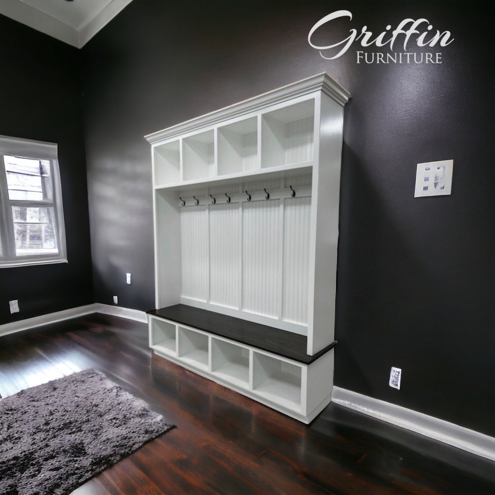 Houston Hall Tree with Bench | Entryway Coat Rack | Mudroom Shoe Storage | Custom Wood Furniture - Image 5