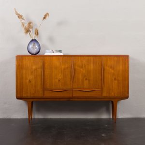 Johannes Andersen highboard, teak credenza, Denmark 1960s