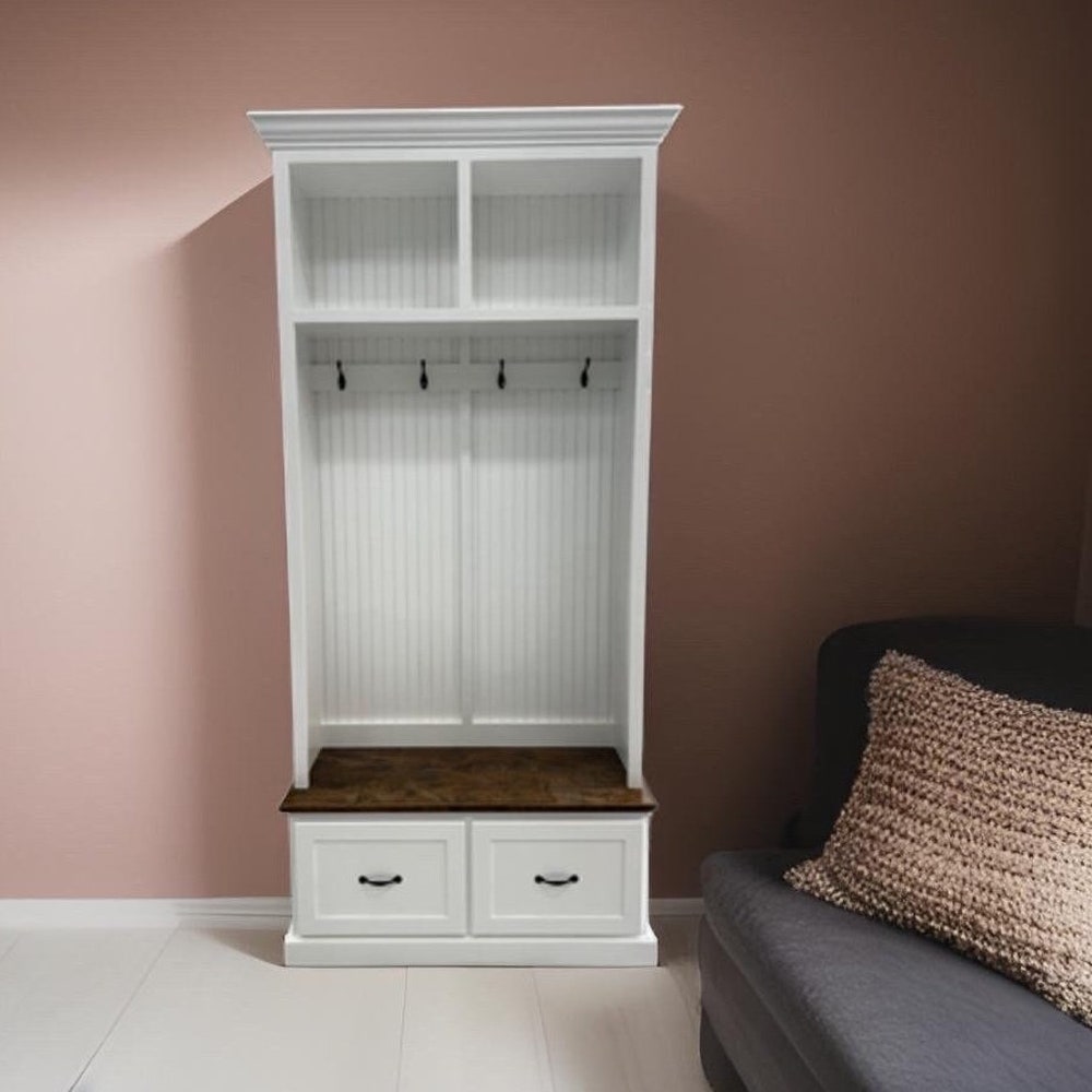 GEORGIA Mudroom Locker Bench & Hall Tree Coat Rack: Entryway Furniture Solution (2 section) - Image 7