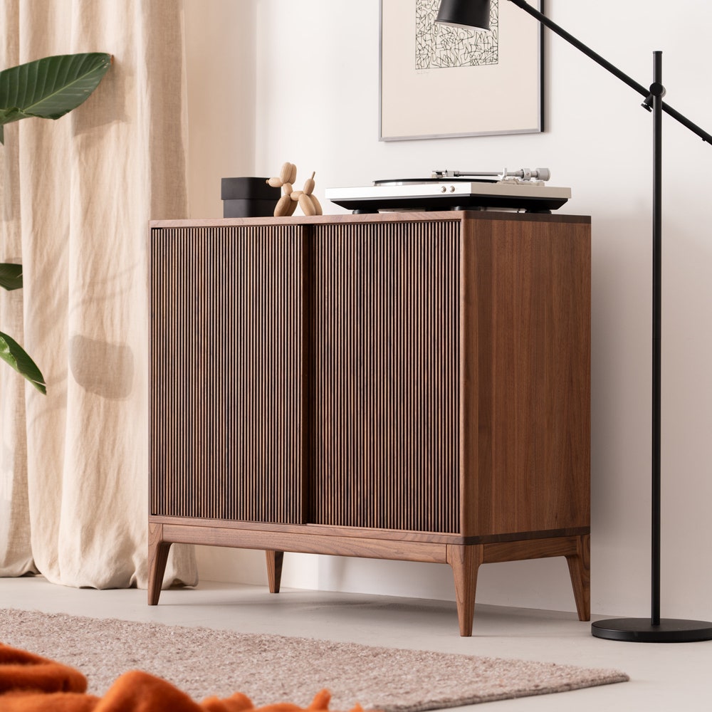 TONN 101 HIGH - Tall modern walnut credenza, stylish storage cabinet - Image 4