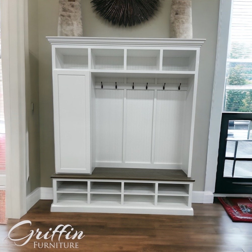 Fort Myers Entryway Shoe Cabinet | 4 Section Hall Tree with Storage | Mudroom Bench | Custom Shoe Organizer Furniture - Image 4