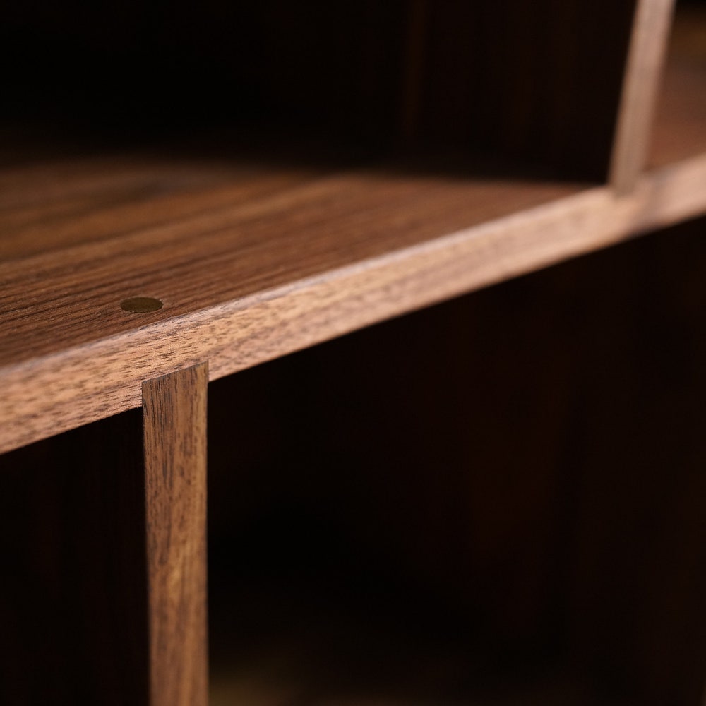 Couzens Vinyl LP Console, 2 Door, 45"W, Bookcase, Vinyl Storage, Modern, Record Player Console (Shown in Walnut) - Image 7