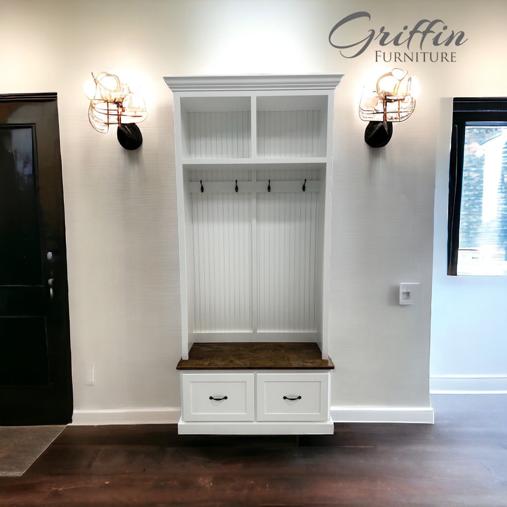 GEORGIA Mudroom Locker Bench & Hall Tree Coat Rack: Entryway Furniture Solution (2 section) - Image 2