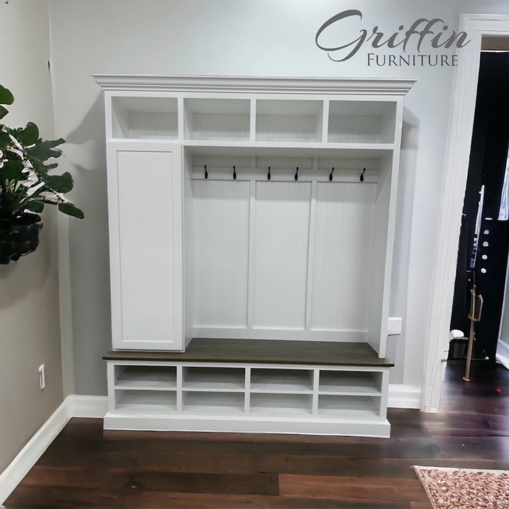 Fort Myers Entryway Shoe Cabinet | 4 Section Hall Tree with Storage | Mudroom Bench | Custom Shoe Organizer Furniture - Image 3