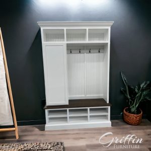 Fort Myers Entryway Shoe Cabinet | 3-Section Hall Tree with Storage | Mudroom Bench | Custom Shoe Organizer Furniture