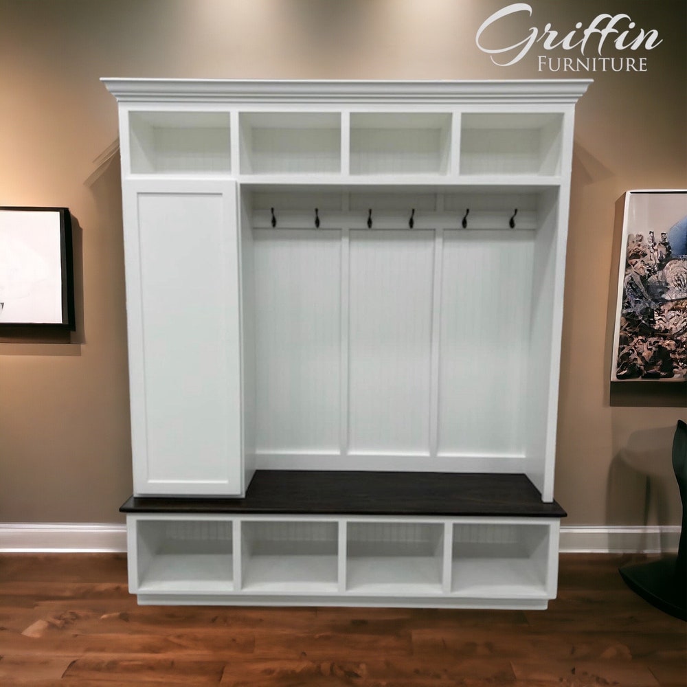Dallas Standing Coat Rack | Hall Tree | Shoe Storage Bench | Mudroom Furniture | Shoe Cabinet - Image 4