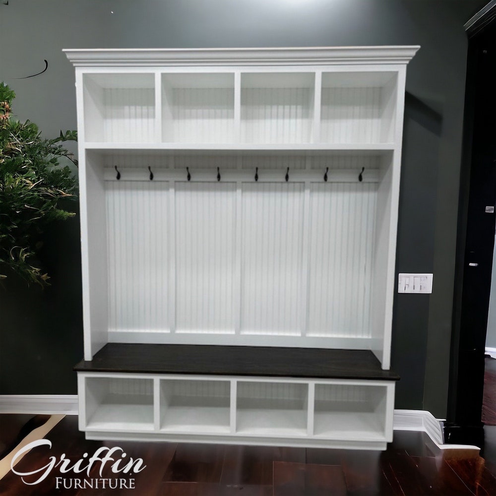 Houston Hall Tree with Bench | Entryway Coat Rack | Mudroom Shoe Storage | Custom Wood Furniture - Image 6