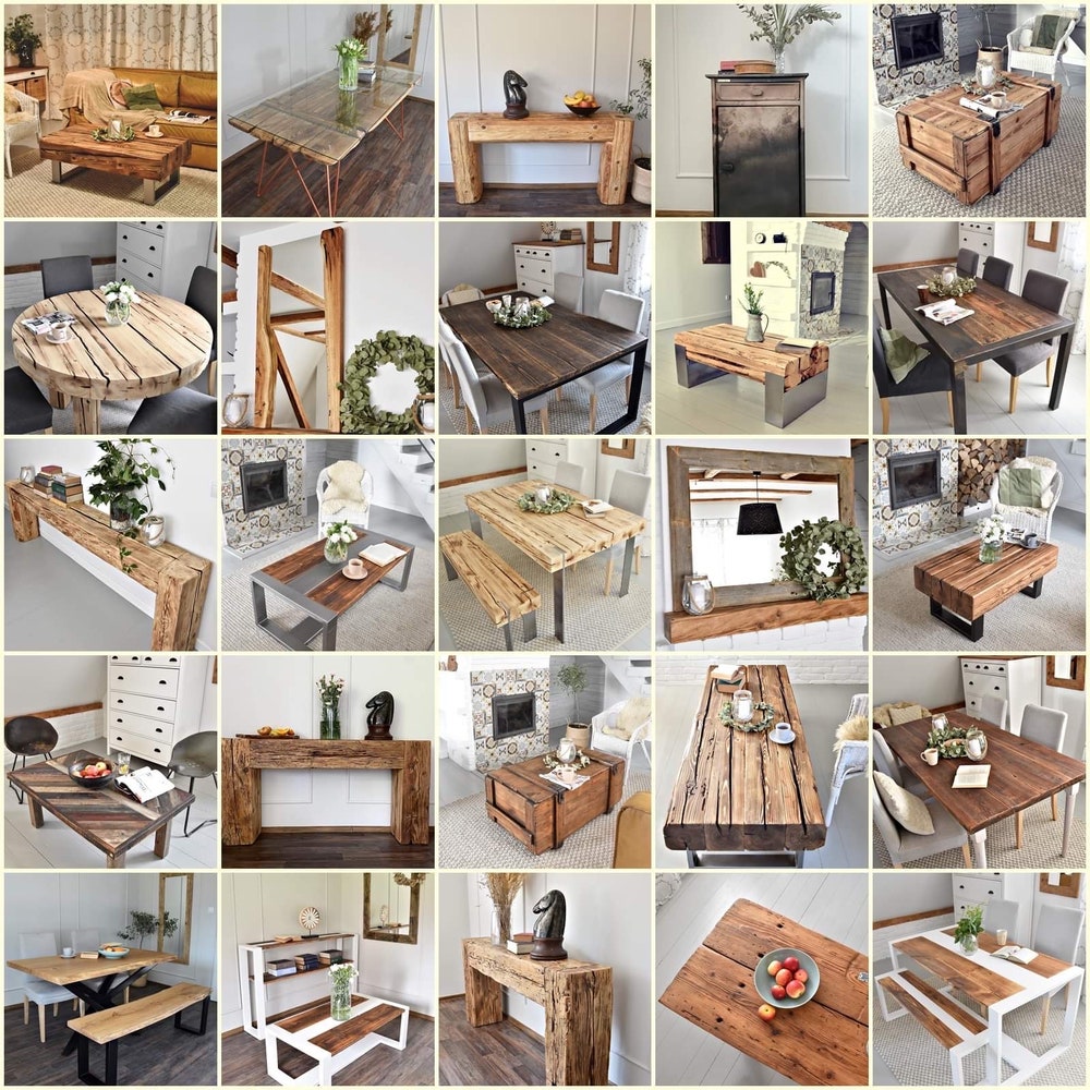 Old beam console table unique old wood rustic style table loft organic reclaimed barn wood entryway table rough wood natural rustic MFW - Image 10