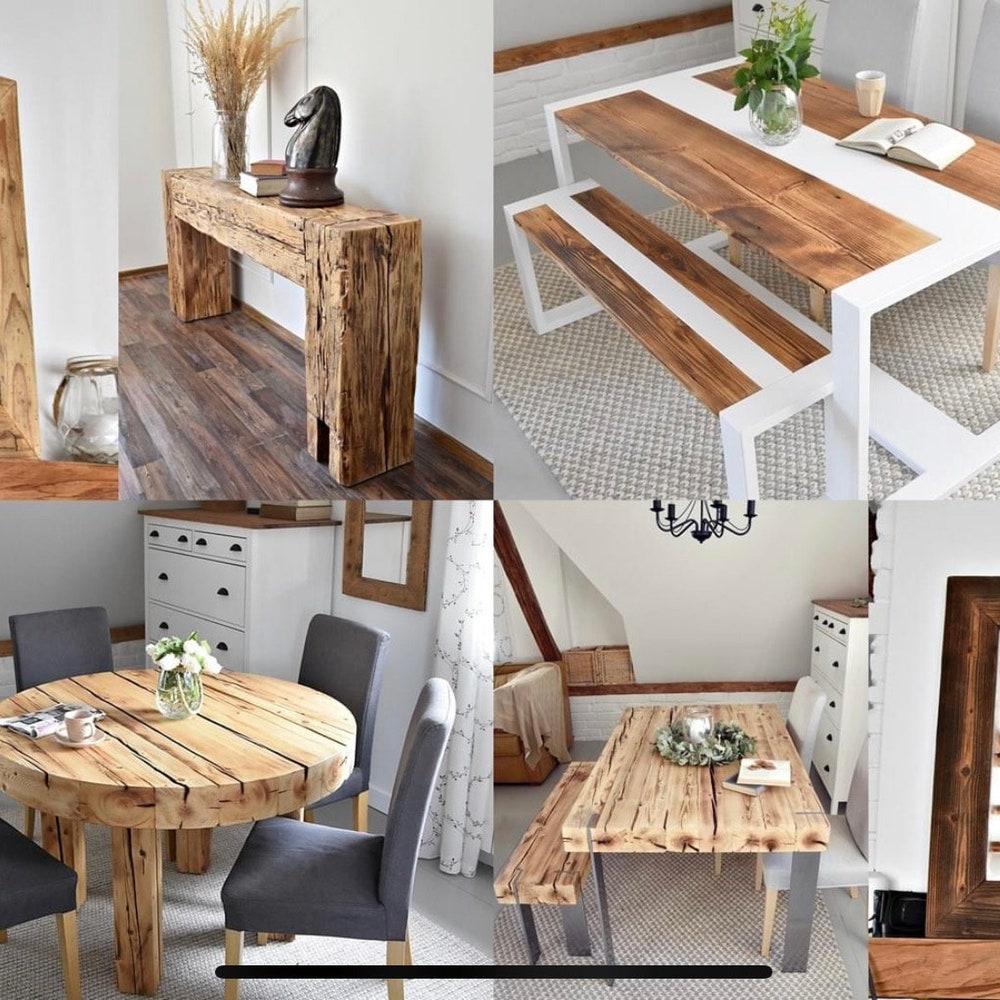 Old beam console table unique old wood rustic style table loft organic reclaimed barn wood entryway table solid pine wood MFW design - Image 6