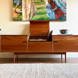 The Kathryn | Mid-Century Modern, Solid Mahogany Record Console