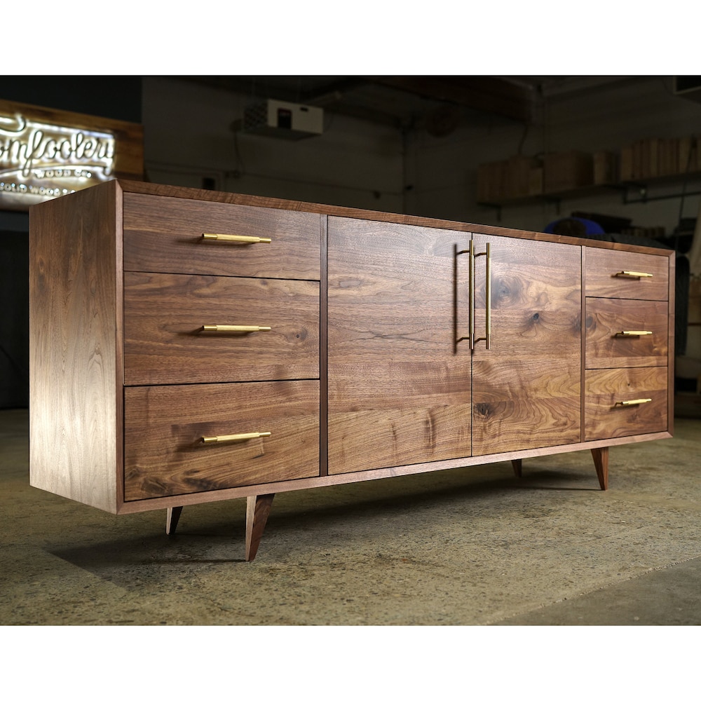 Hernandez Console, 6 Drawers, Mid-Century Modern Credenza, Modern Sideboard, Solid Wood Sideboard (Shown in Walnut)