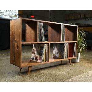 Bainbridge Vinyl LP Console, Modern LP Storage, Vinyl Storage, Mid Century Record Storage (Shown in Walnut)