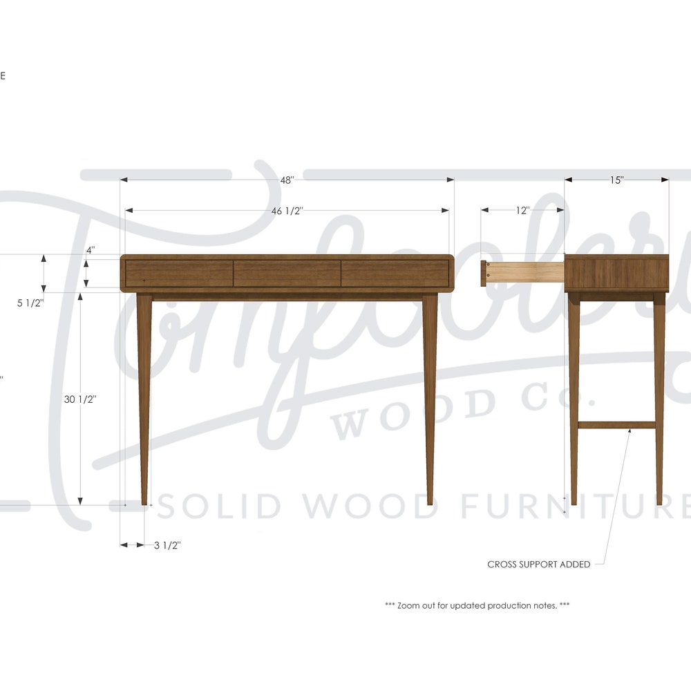 Legard Sofa Table, Modern Entryway Table, Modern Console Table, Wood Rectangular Entry Table, 3 Drawer (Shown in Cherry) - Image 7