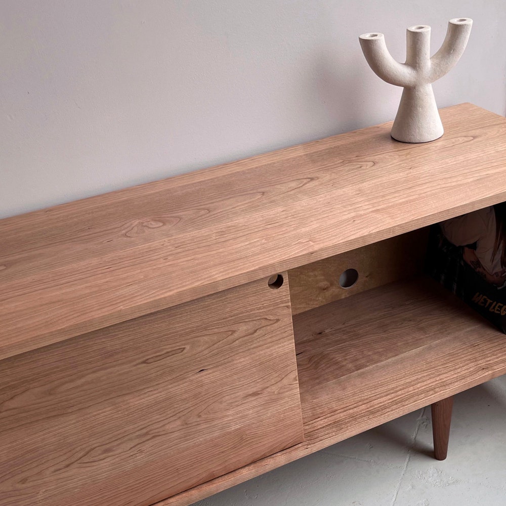 Mercer Media Console - Solid Cherry - 75"- Sliding Doors - In Stock! - Image 4