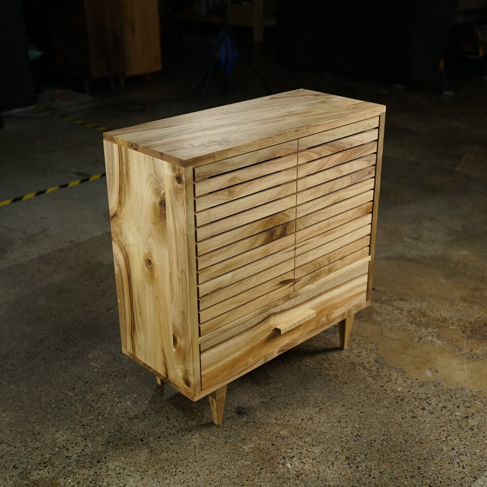 Willis Cabinet, Modern Wood Cabinet, Tall Cabinet with Slat Doors, Solid wood cabinet (Shown in Myrtle) - Image 2