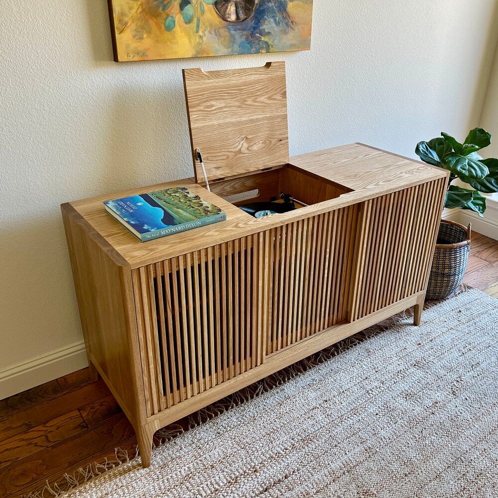 The Hendrix | Solid Wood | Mid-Century Modern Record & Storage Console - Image 3