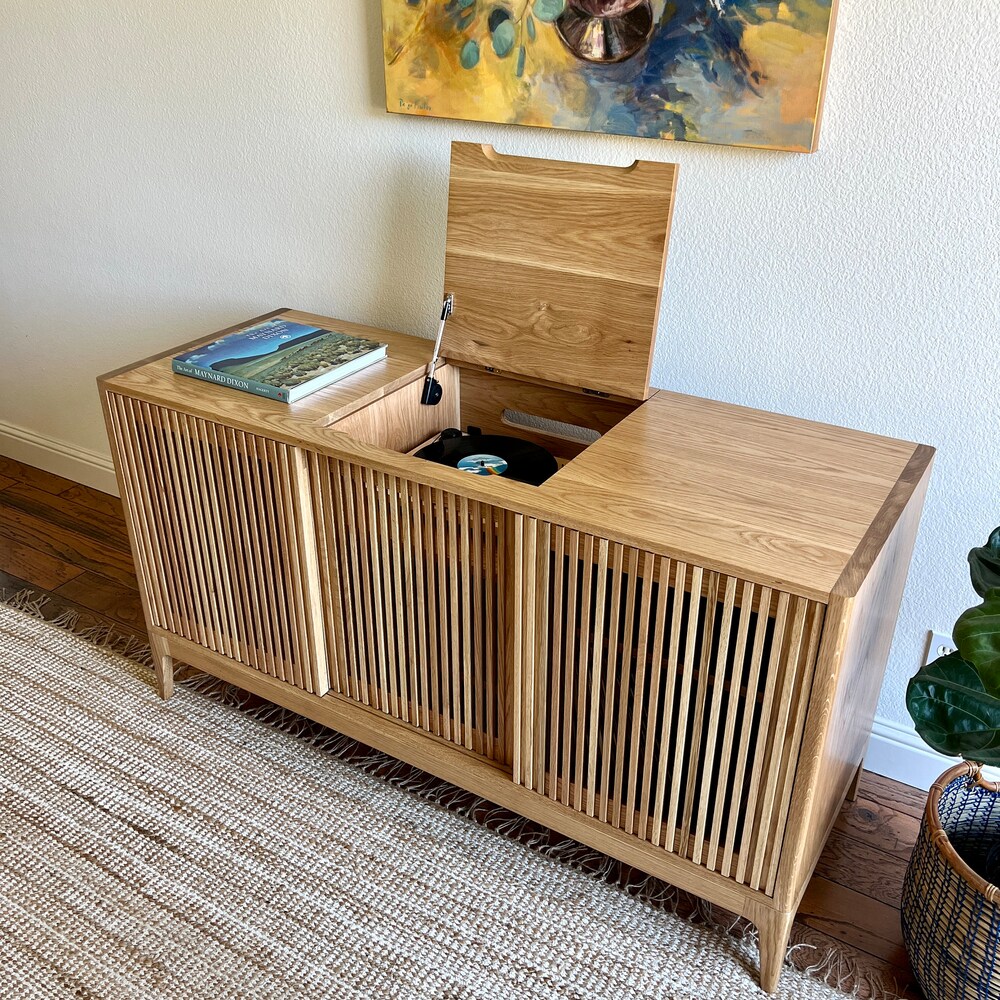 The Hendrix | Solid Wood | Mid-Century Modern Record & Storage Console - Image 5
