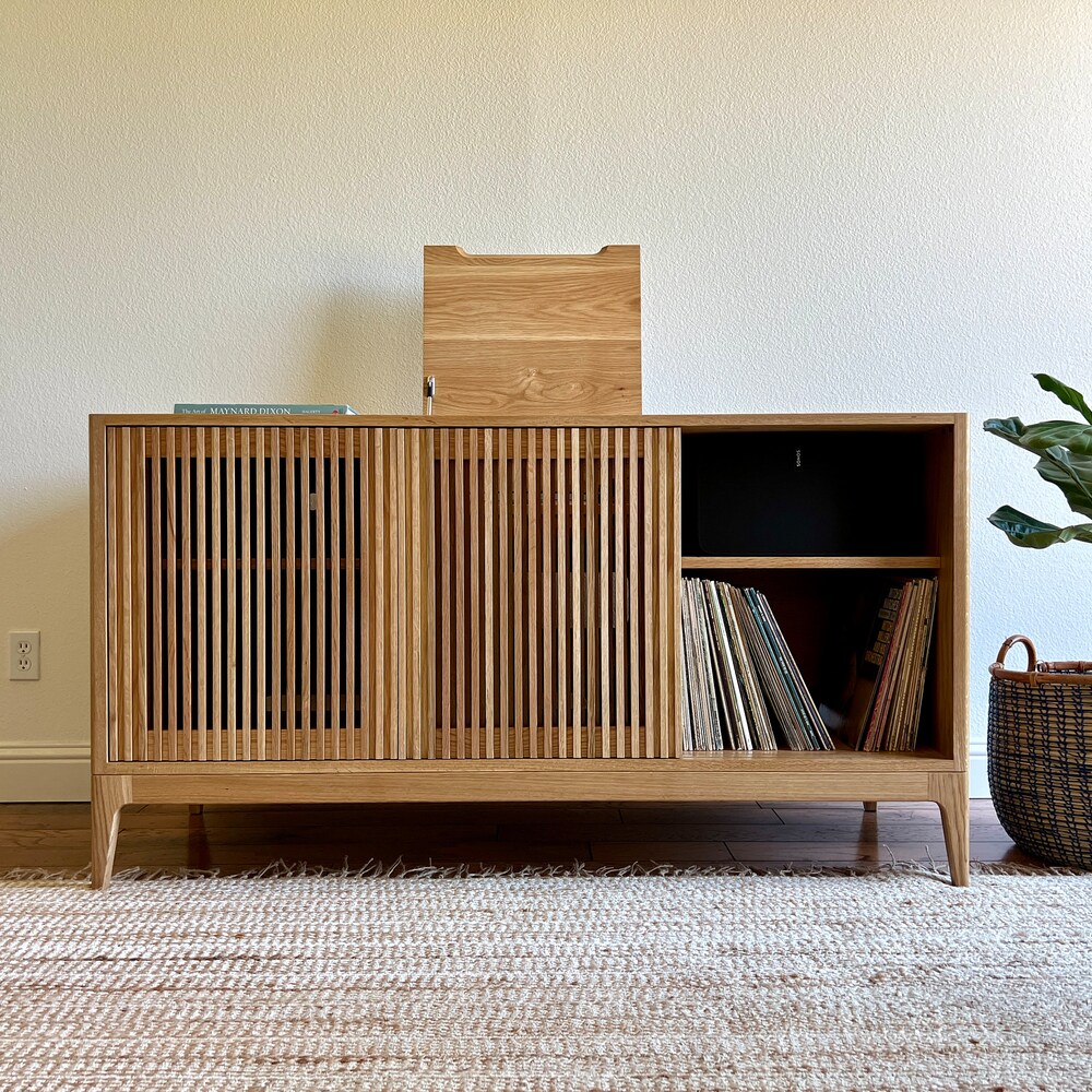 The Hendrix | Solid Wood | Mid-Century Modern Record & Storage Console - Image 2
