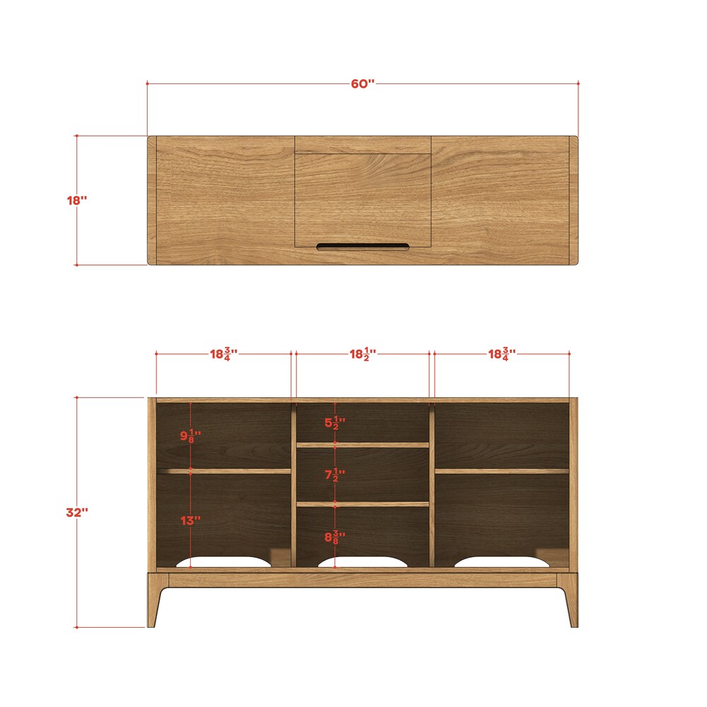 The Hendrix | Solid Wood | Mid-Century Modern Record & Storage Console - Image 9