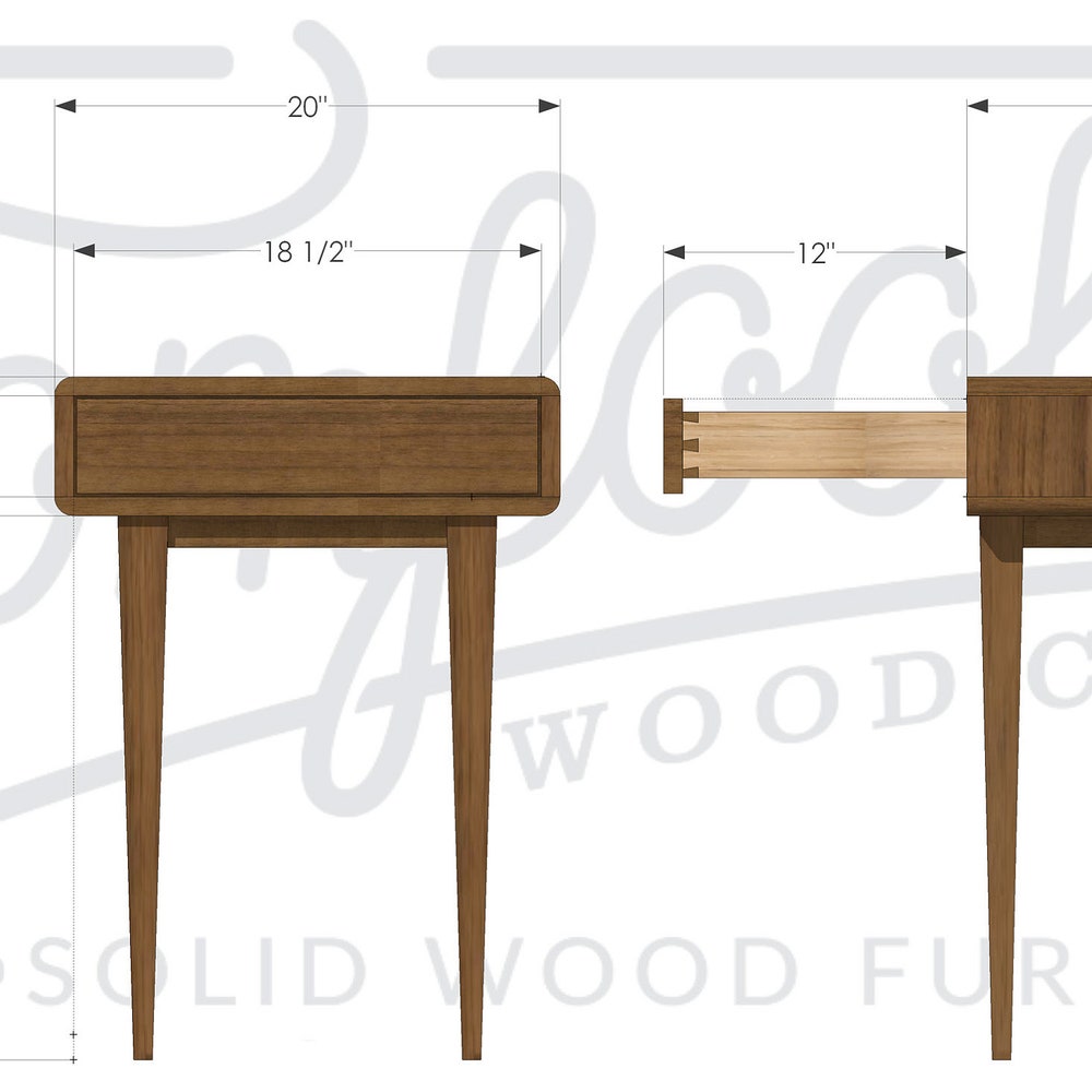 Legard End Table, Modern End Table, Wood Rectangular End Table, Solid walnut end table (Shown in Walnut) - Image 7