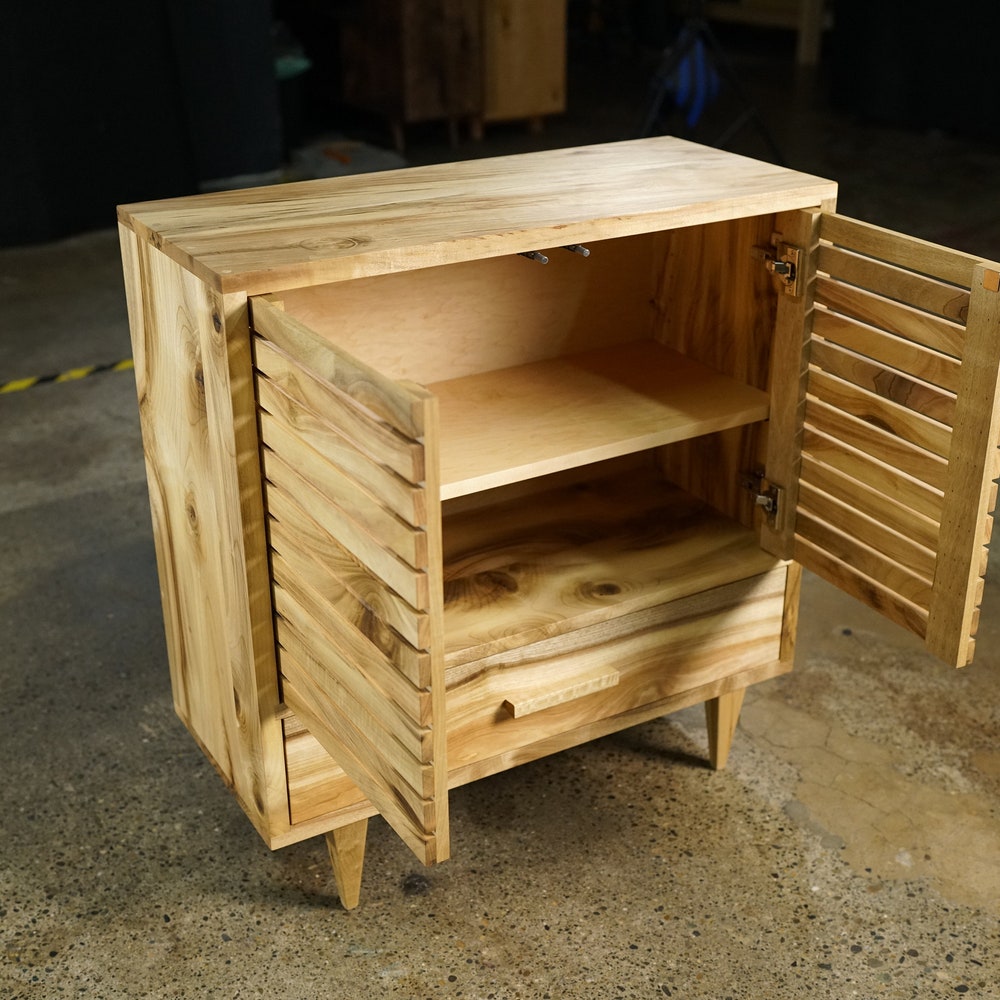 Willis Cabinet, Modern Wood Cabinet, Tall Cabinet with Slat Doors, Solid wood cabinet (Shown in Myrtle) - Image 6