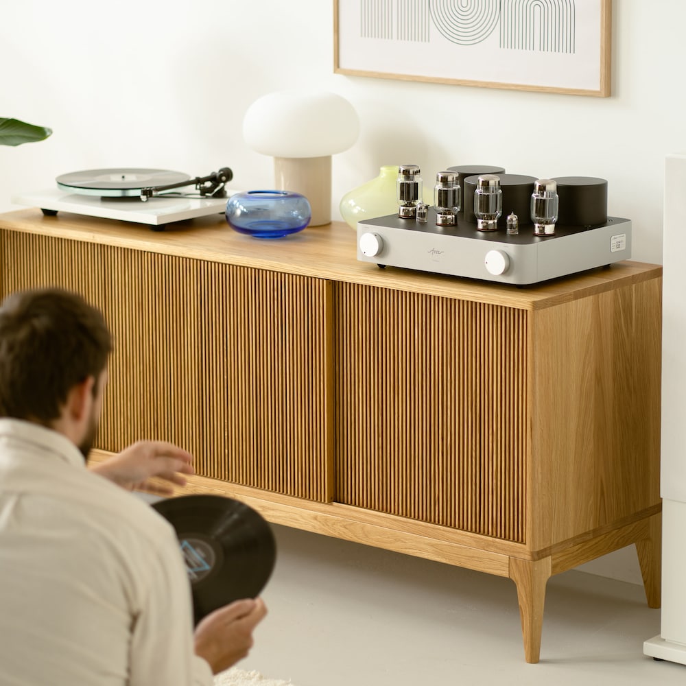 TONN 150 - Record player stand, vinyl record storage made of solid oak wood - Image 2