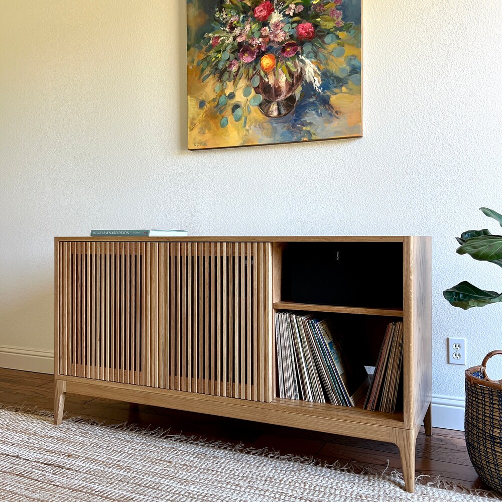 The Hendrix | Solid Wood | Mid-Century Modern Record & Storage Console - Image 4