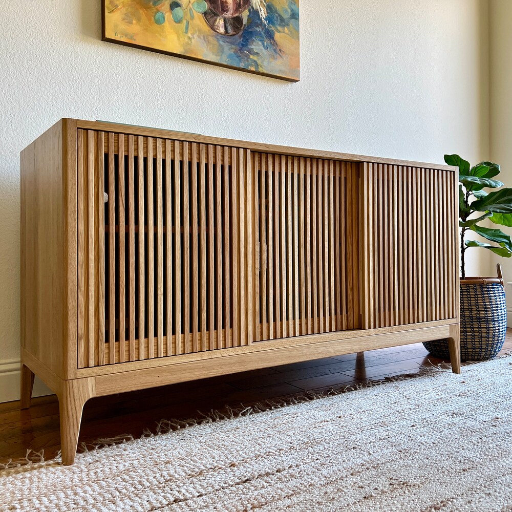 The Hendrix | Solid Wood | Mid-Century Modern Record & Storage Console - Image 7