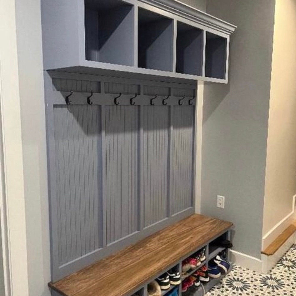 Yale Hall Tree Bench with Shoe Storage | Mudroom Entryway Organizer | Solid Wood Coat Rack | Custom Farmhouse Furniture - Image 6