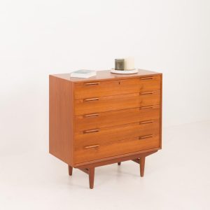 Danish teak dresser with 5 drawers in Borge Mogensen style, 1960s