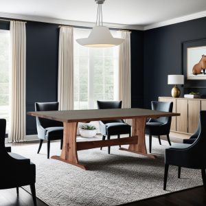 il_1000x1000.6275552235_31cz.jpg The Rowland Walnut Table, Trestle Dining Table, Family Size Trestle Table, Solid Wood Trestle Table