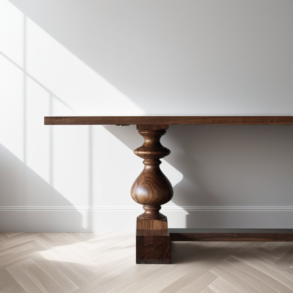 The Benedict Walnut Dining Table, Handcrafted Solid Wood Dining Table, Family Dining Table, Wooden Trestle Table - Image 9